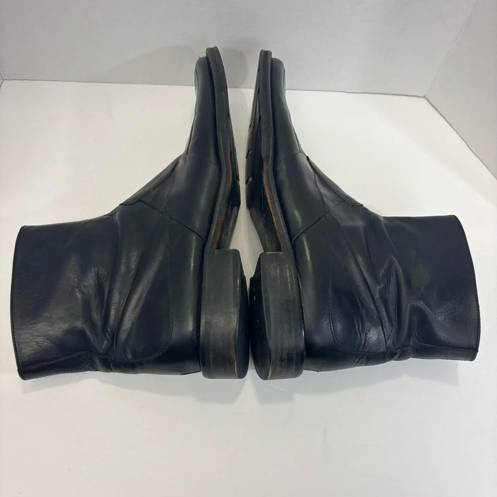 Vtg Kenneth Cole Collection Ankle Boots Mens 8.5 Black Leather Zip Italy Square